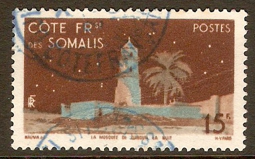 French Somali Coast 1947 15f Brown, blue and buff. SG409.